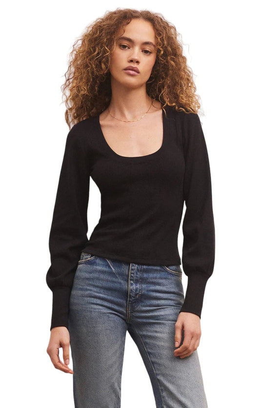 Z SUPPLY RYLEN LONG SLEEVE TOP BLACK
