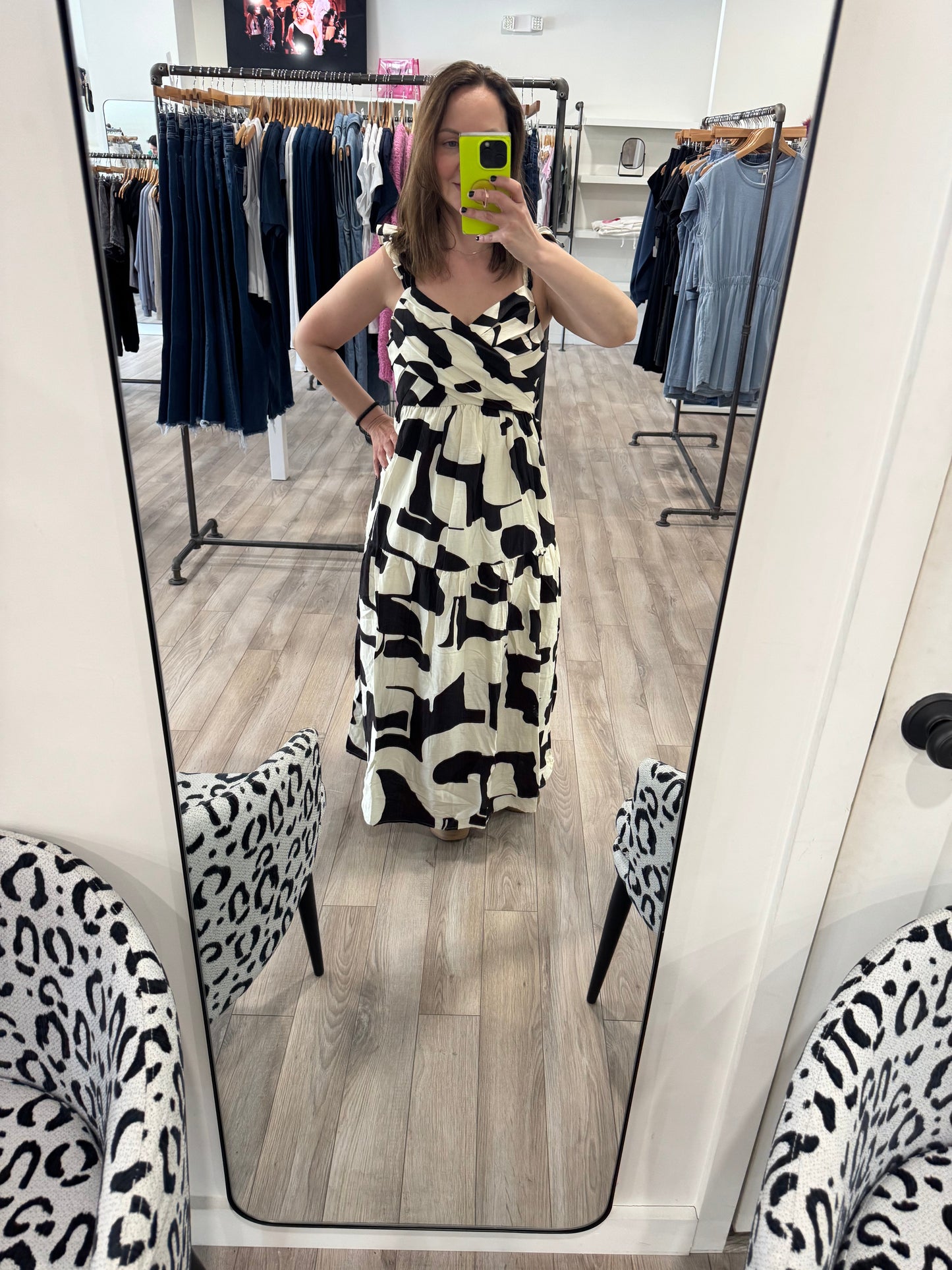 CAMILLA BLACK IVORY PATTERN TIERED MAXI DRESS
