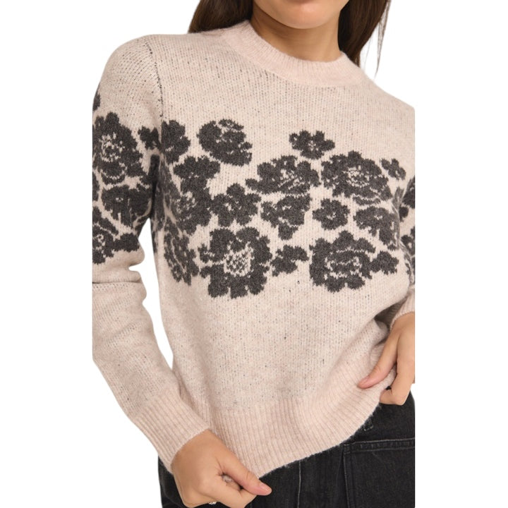 Z SUPPLY MARISOL FLORA SWEATER LIGHT OATMEAL HEATHER