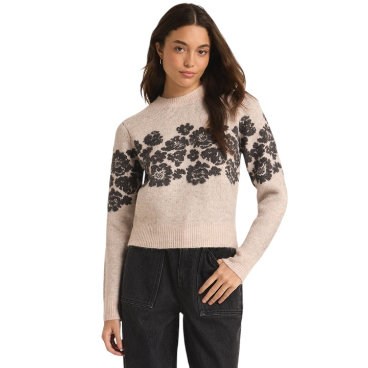 Z SUPPLY MARISOL FLORA SWEATER LIGHT OATMEAL HEATHER