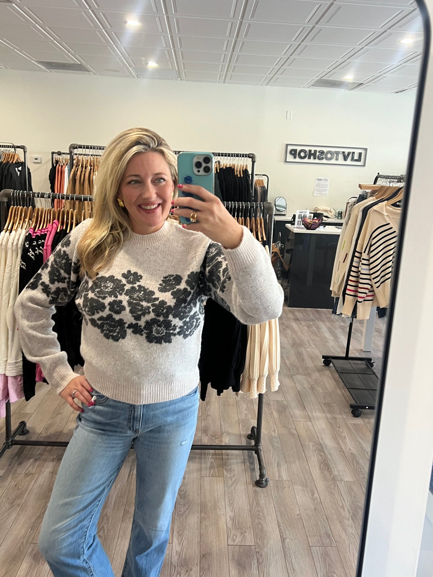 Z SUPPLY MARISOL FLORA SWEATER LIGHT OATMEAL HEATHER