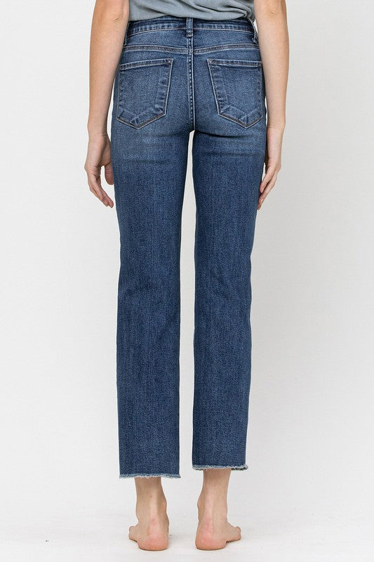 VERVET MID RISE DISTRESSED RELAXED STRAIGHT DENIM JEANS CONNIE