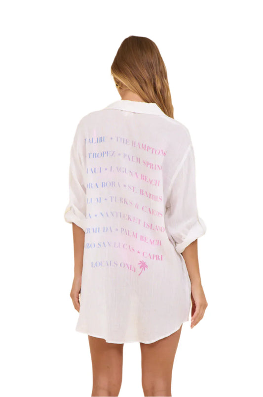 SURF GYPSY VACATION DESTINATION COTTON GAUZE BUTTON DOWN FINAL SALE