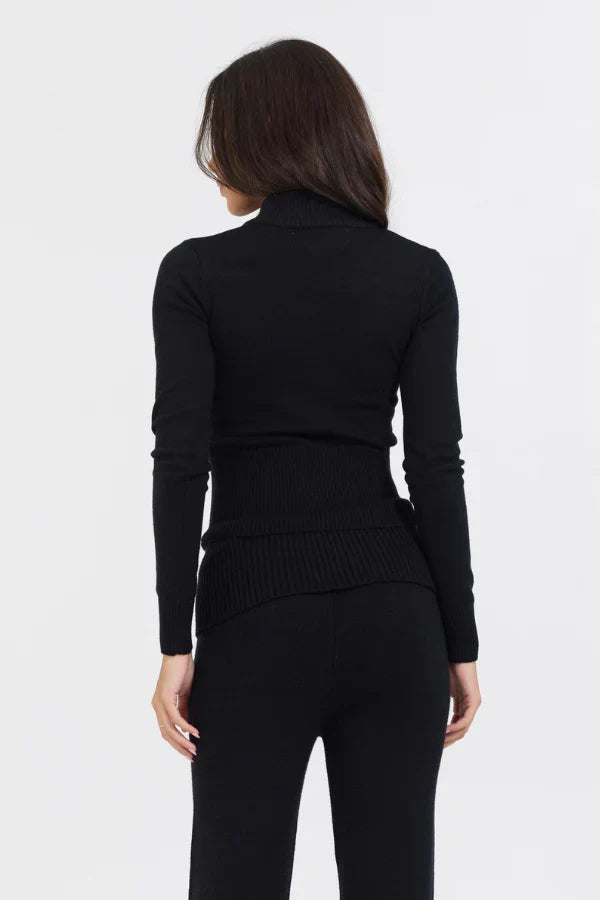 VINTAGE HAVANA BLACK SLIM FIT KNIT QUARTER ZIP