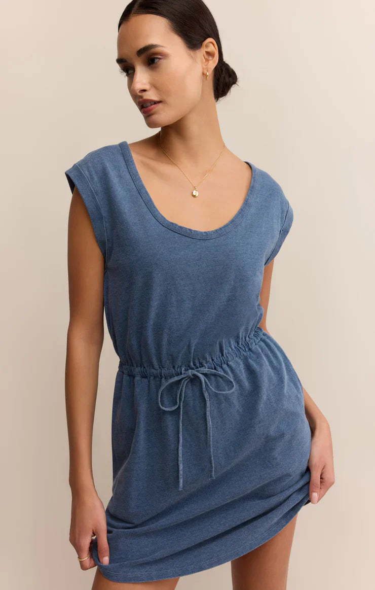 Z SUPPLY DAYSHIFT DENIM MINI DRESS VINTAGE INDIGO