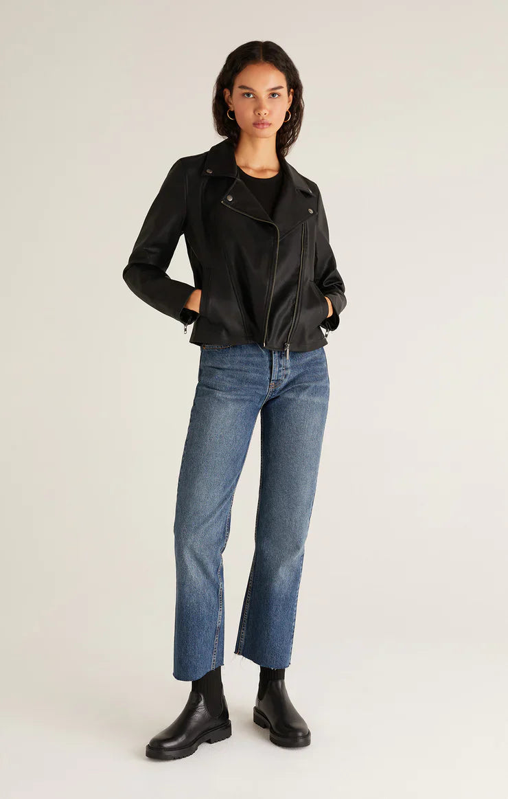 Z SUPPLY TRINA FAUX LEATHER MOTO JACKET