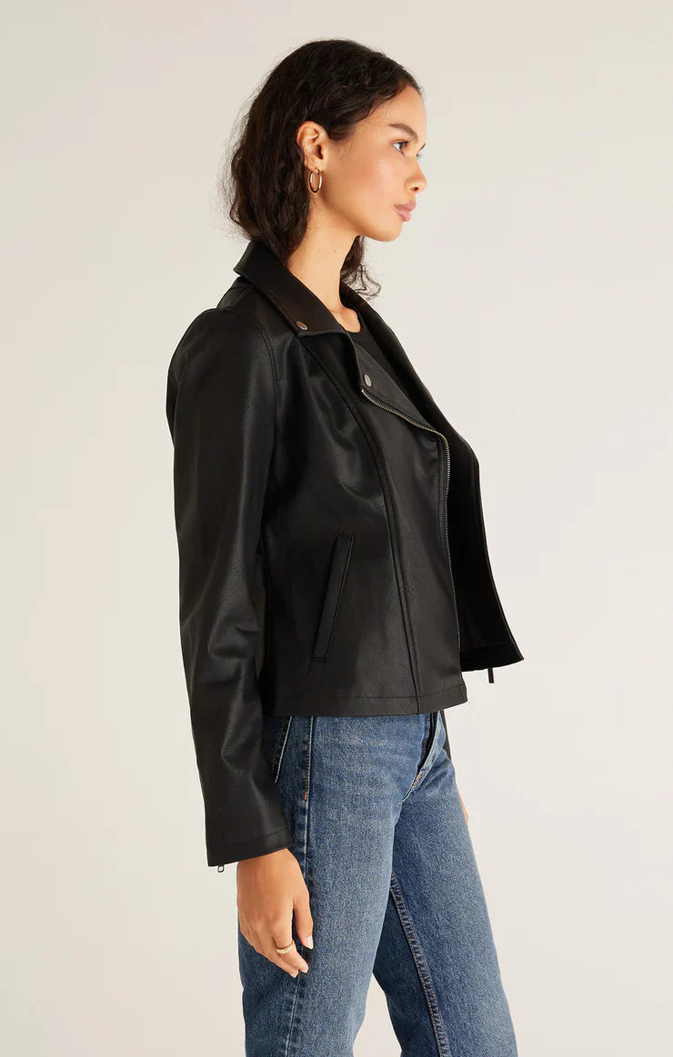 Z SUPPLY TRINA FAUX LEATHER MOTO JACKET