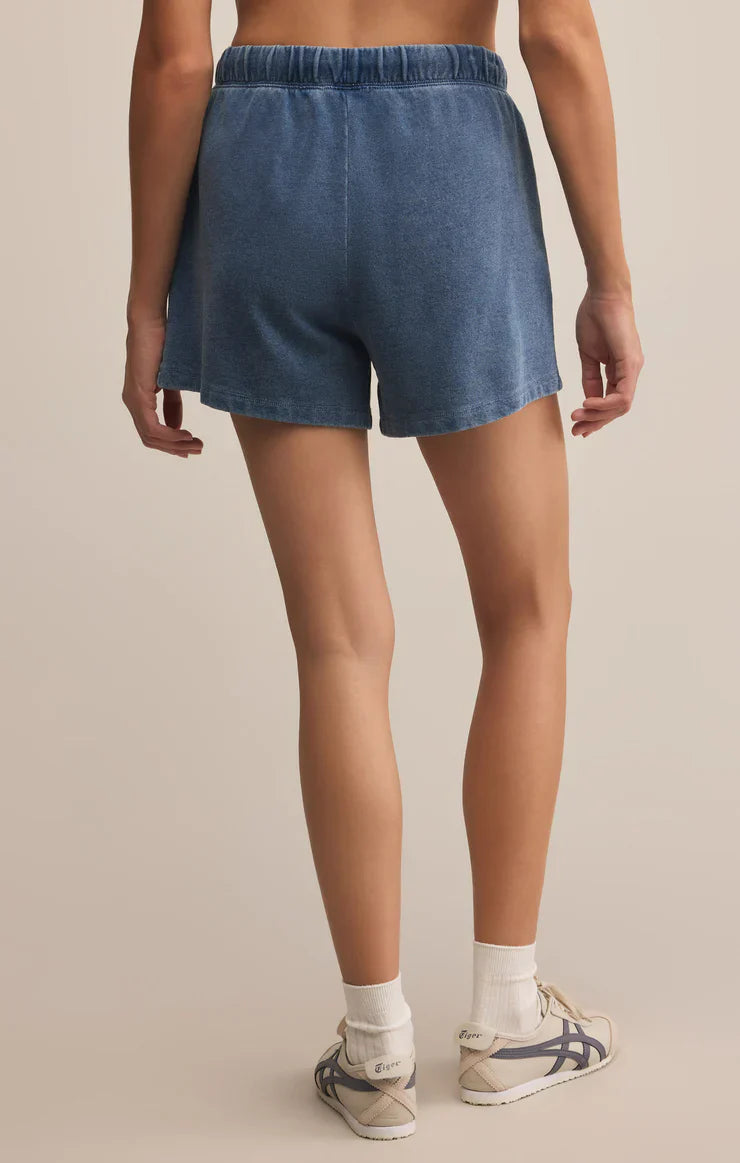 Z SUPPLY HUNTER KNIT DENIM SHORTS VINTAGE INDIGO