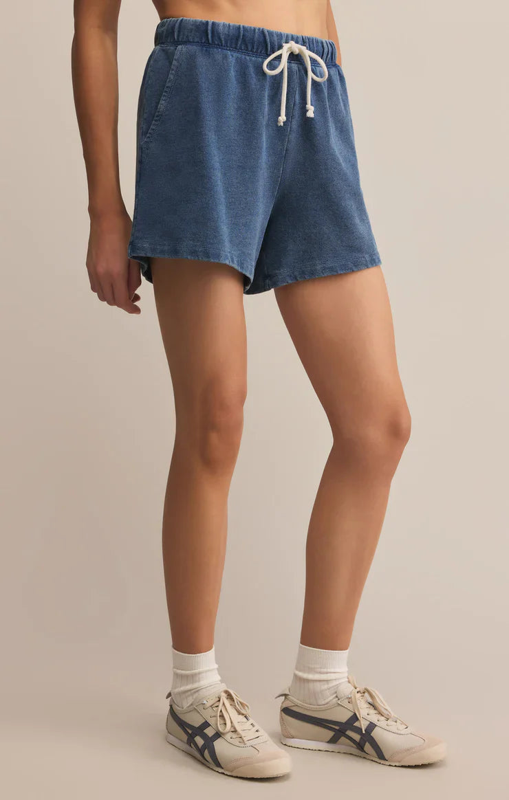 Z SUPPLY HUNTER KNIT DENIM SHORTS VINTAGE INDIGO