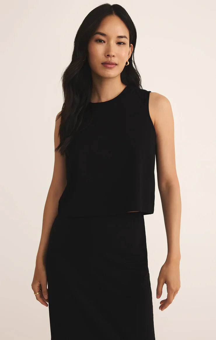 Z SUPPLY SLOANE JERSEY MUSCLE TANK TRUE BLACK