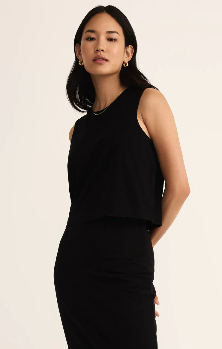 Z SUPPLY SLOANE JERSEY MUSCLE TANK TRUE BLACK