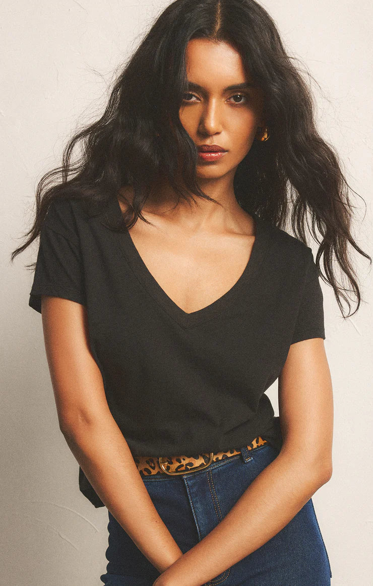 Z SUPPLY MODERN V NECK TEE BLACK