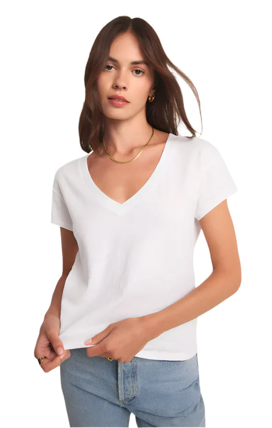 Z SUPPLY MODERN V NECK TEE WHITE