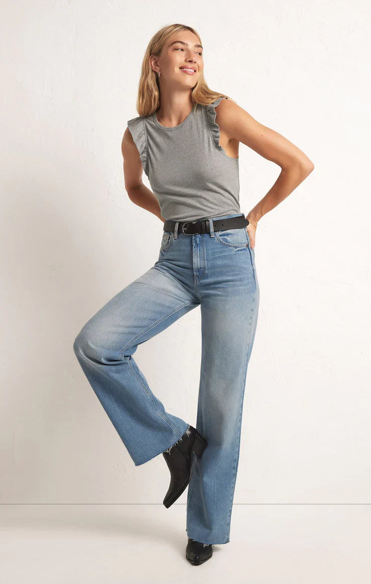 Z SUPPLY MARIELLE FLUTTER TANK HEATHER GREY FINAL SALE
