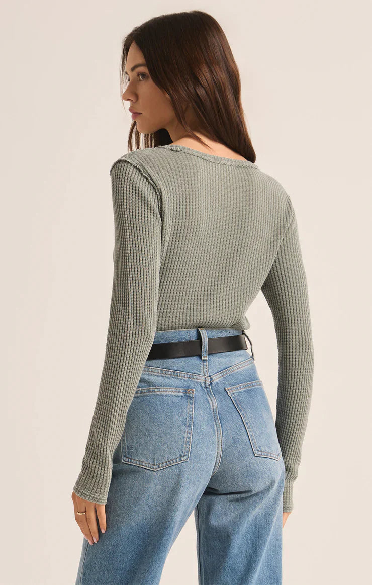 Z SUPPLY ARLET THERMAL TOP PALM GREEN
