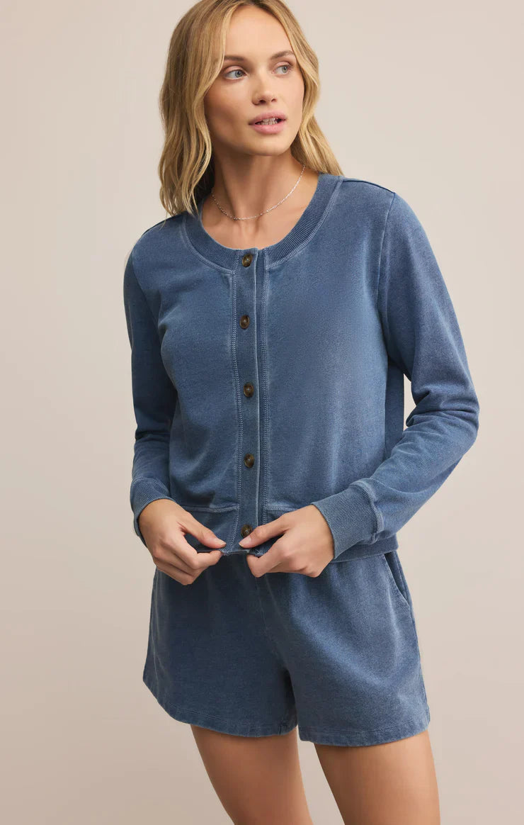 Z SUPPLY DAILY KNIT DENIM CARDIGAN VINTAGE INDIGO