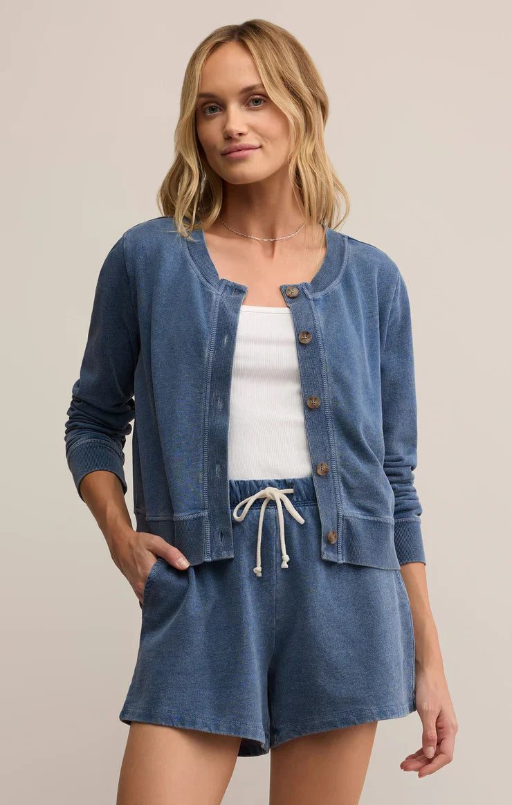 Z SUPPLY DAILY KNIT DENIM CARDIGAN VINTAGE INDIGO
