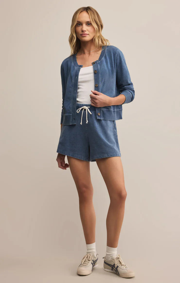 Z SUPPLY DAILY KNIT DENIM CARDIGAN VINTAGE INDIGO