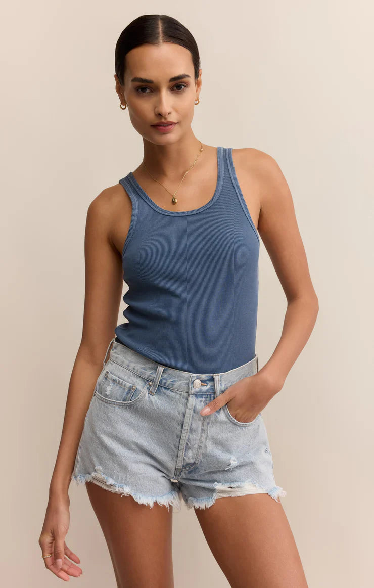 Z SUPPLY CLASSIC SCOOP RIB TANK VINTAGE INDIGO