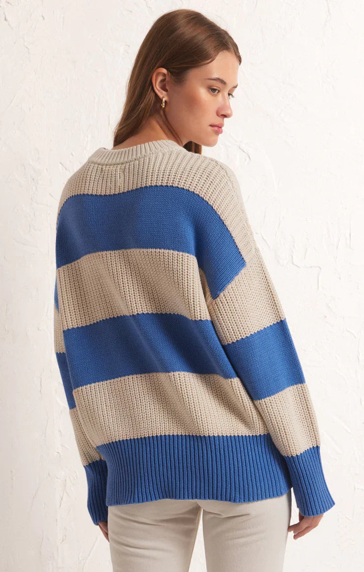 Z SUPPLY FRESCA STRIPE SWEATER BLUE ISLE
