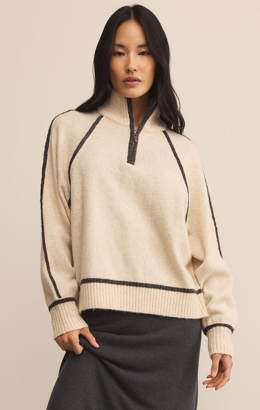 Z SUPPLY ALPS HALF ZIP SWEATER LIGHT OATMEAL HEATHER