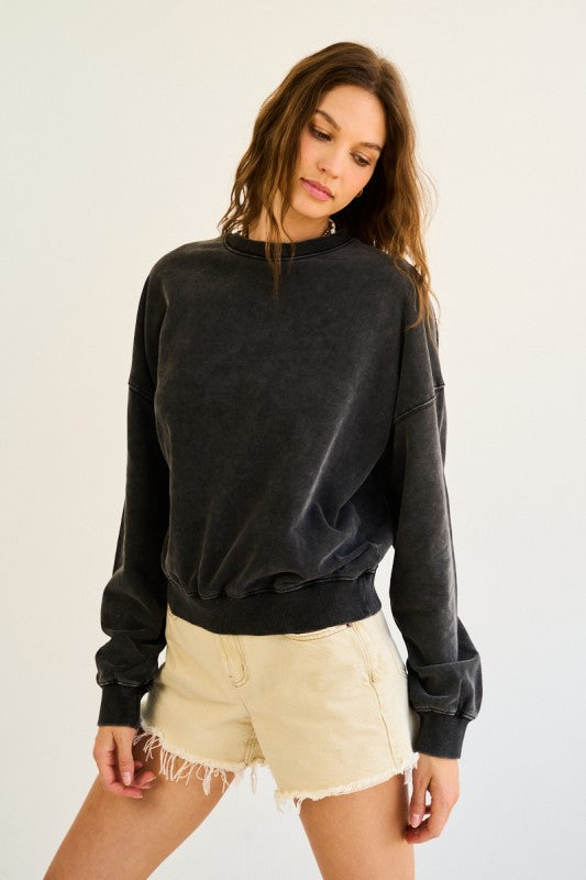 WASHED BLACK BURNOUT SWEATSHIRT