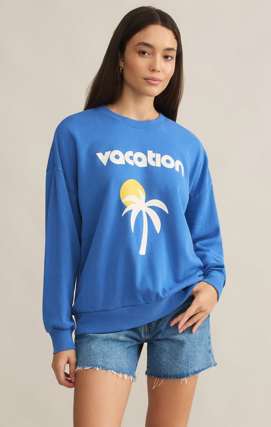 Z SUPPLY VACATION SUNDAY SWEATSHIRT RIVIERA BLUE
