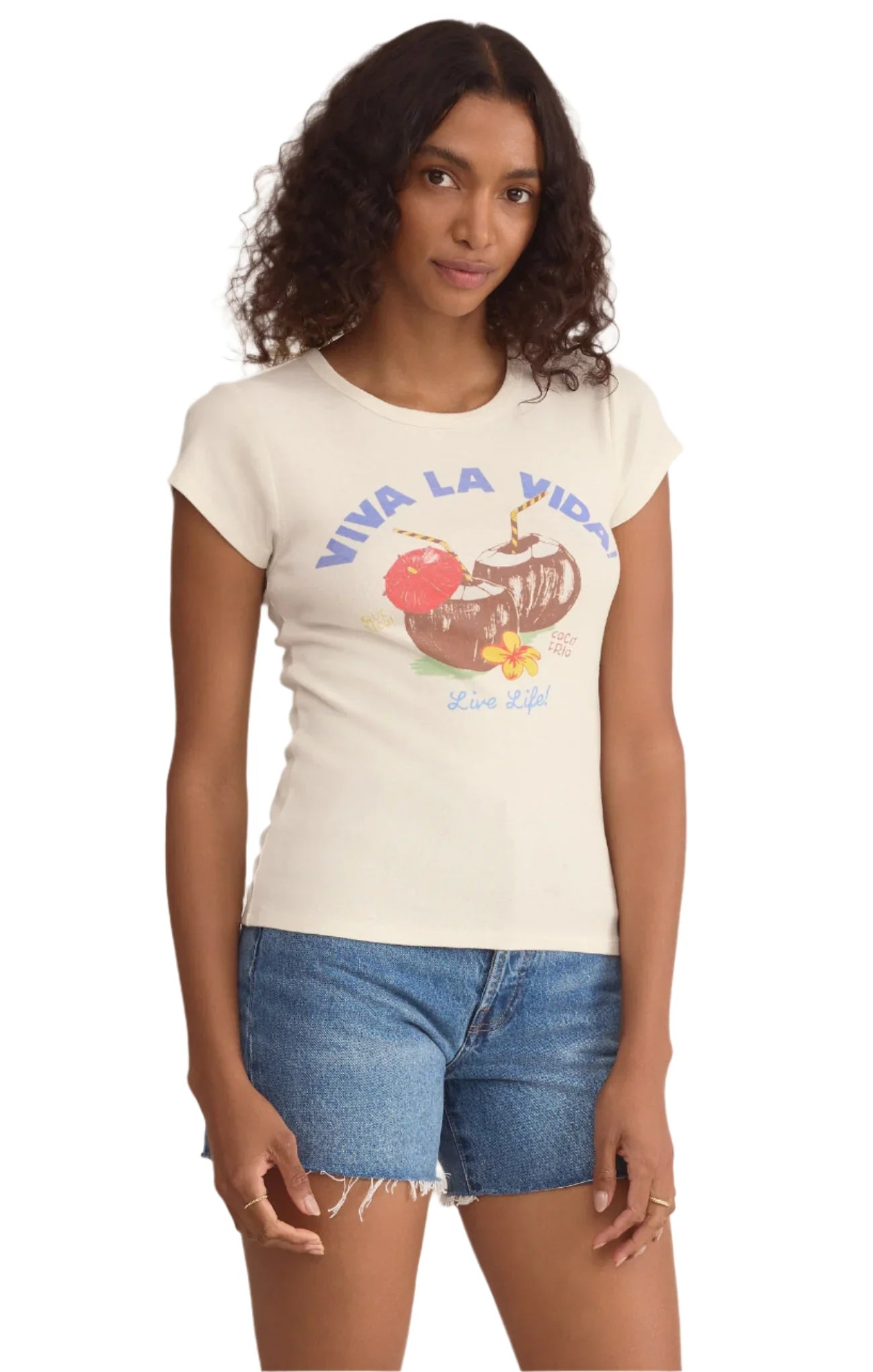 Z SUPPLY GRAPHIC COCO FRIO CHEEKY TEE SEA SALT FINAL SALE