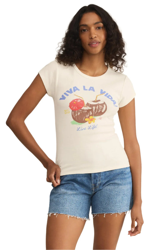 Z SUPPLY GRAPHIC COCO FRIO CHEEKY TEE SEA SALT FINAL SALE