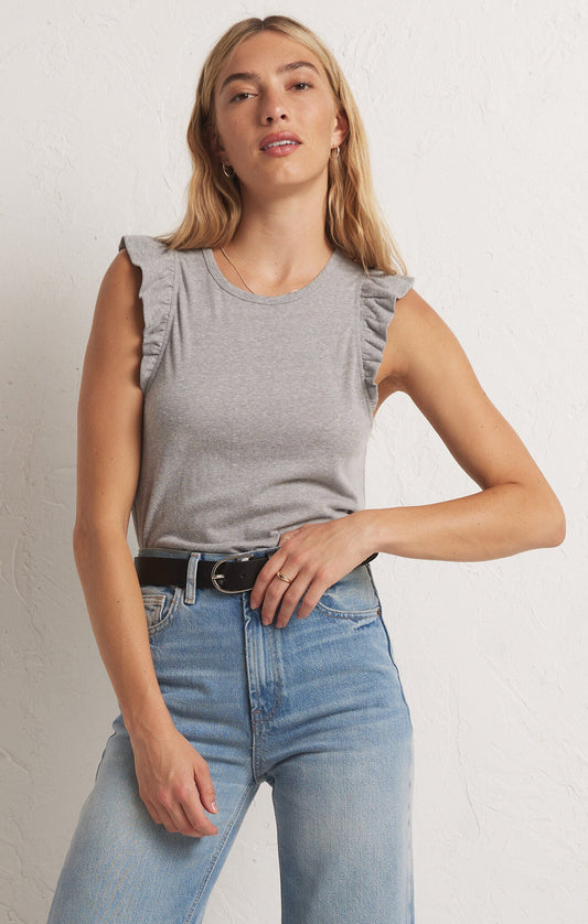 Z SUPPLY MARIELLE FLUTTER TANK HEATHER GREY FINAL SALE