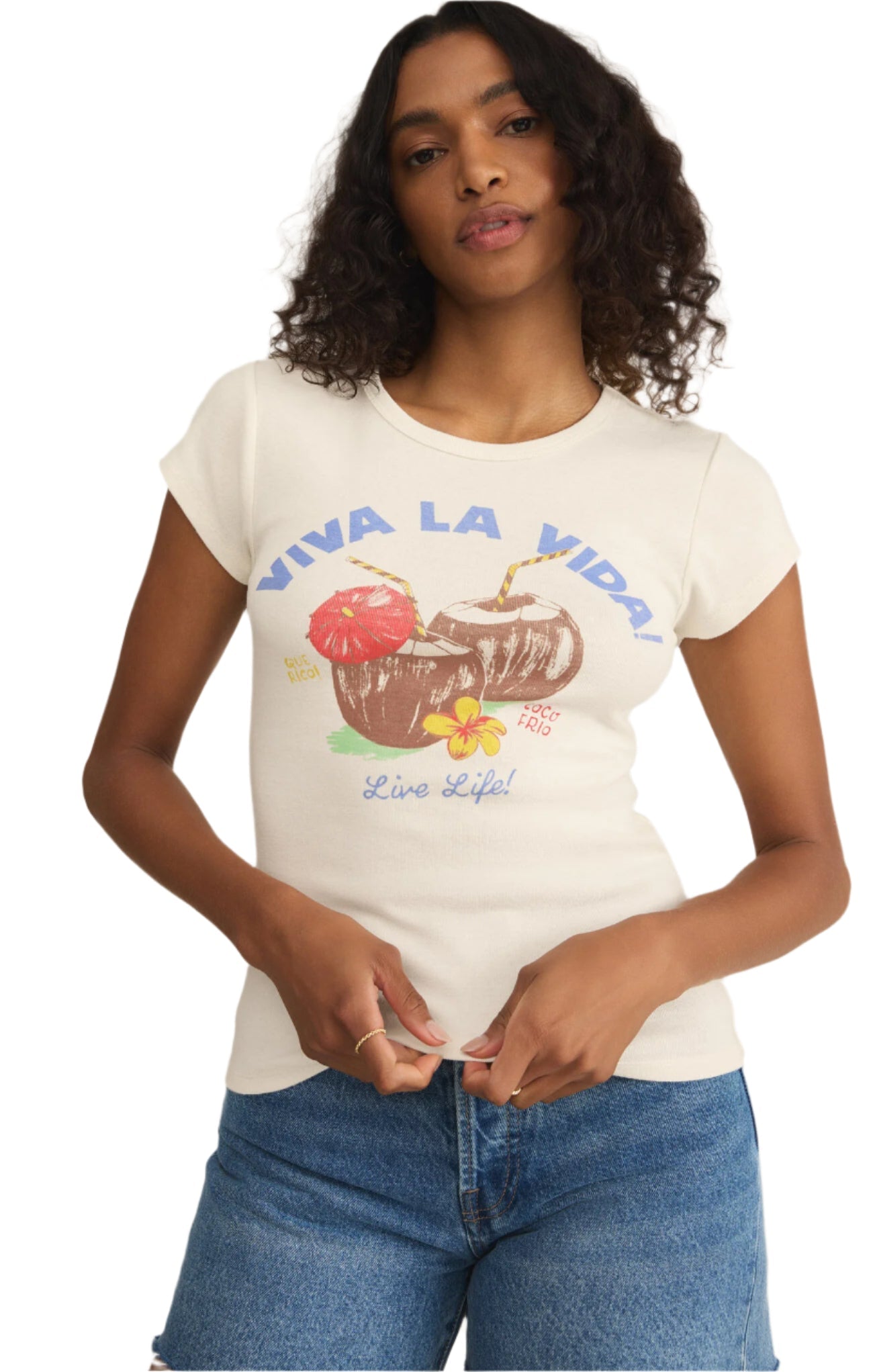 Z SUPPLY GRAPHIC COCO FRIO CHEEKY TEE SEA SALT FINAL SALE