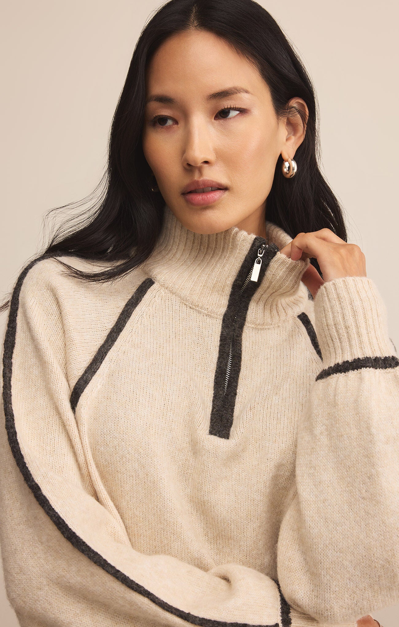Z SUPPLY ALPS HALF ZIP SWEATER LIGHT OATMEAL HEATHER