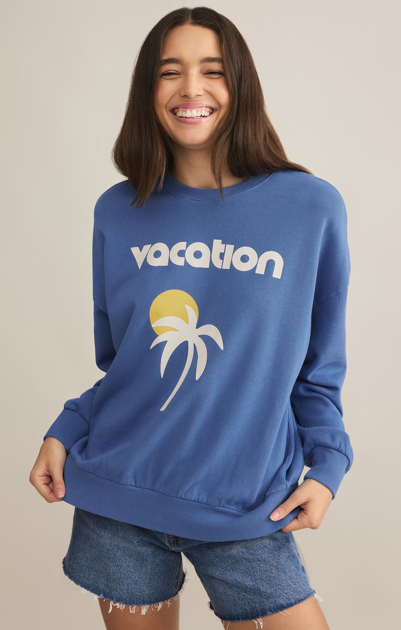 Z SUPPLY VACATION SUNDAY SWEATSHIRT RIVIERA BLUE
