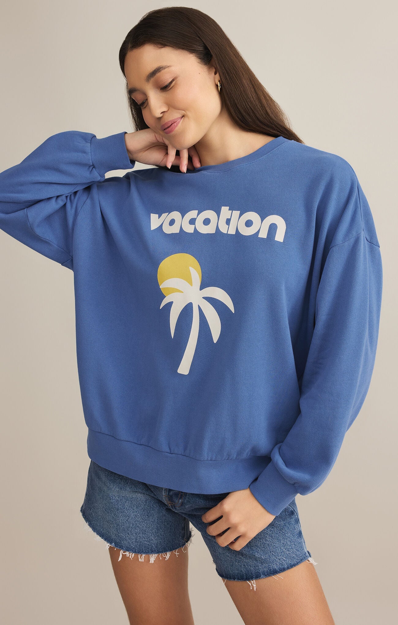 Z SUPPLY VACATION SUNDAY SWEATSHIRT RIVIERA BLUE