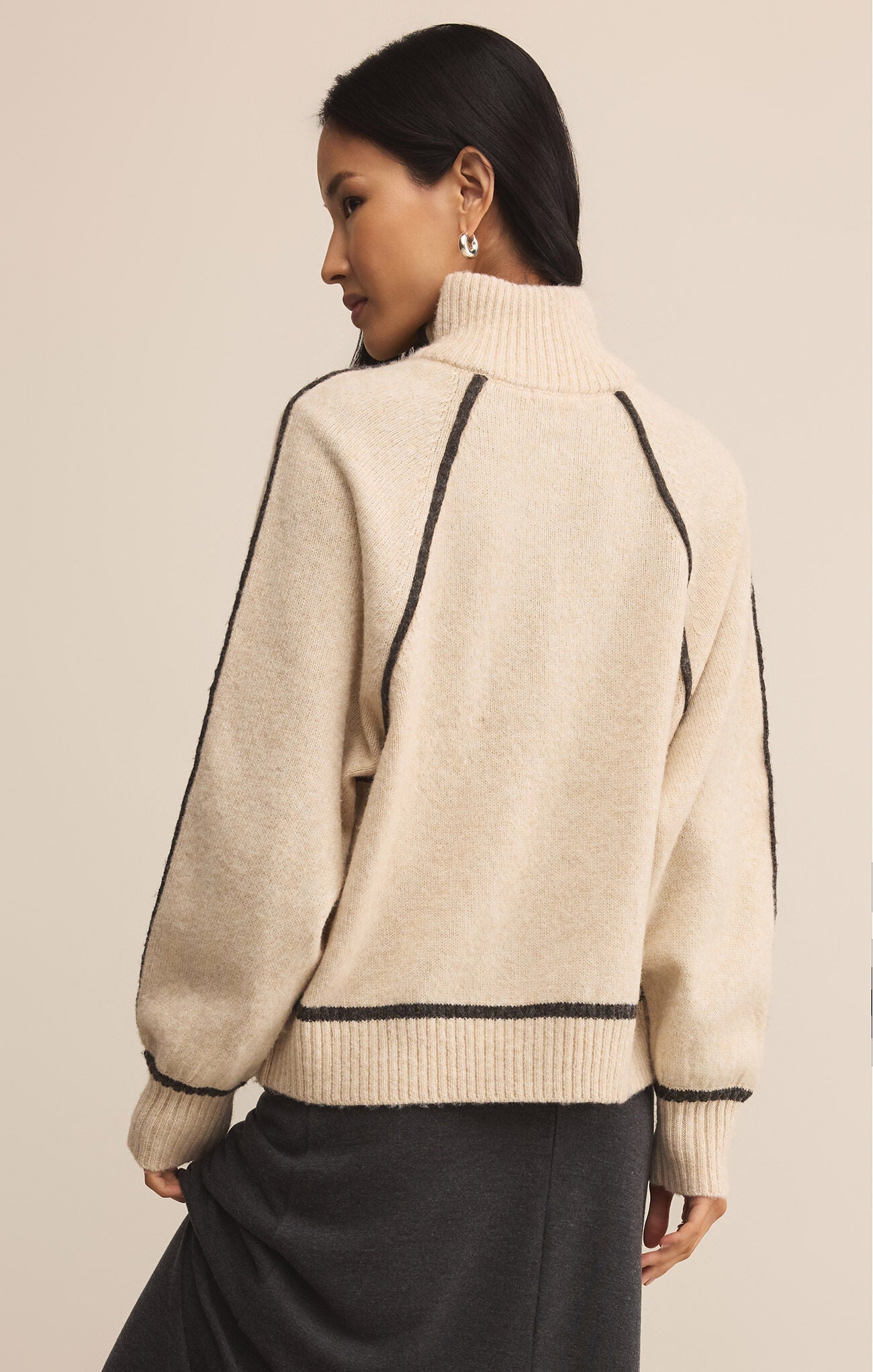 Z SUPPLY ALPS HALF ZIP SWEATER LIGHT OATMEAL HEATHER