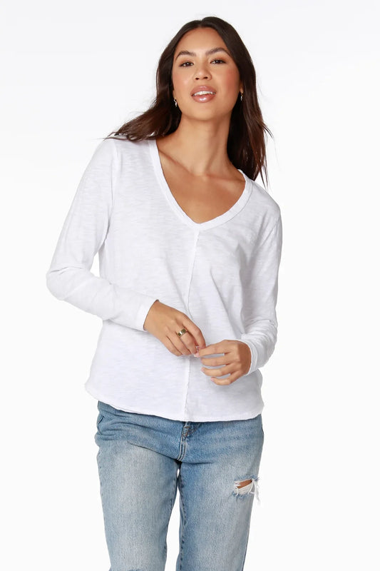 BOBI CENTER SEAM LONG SLEEVE TEE WHITE