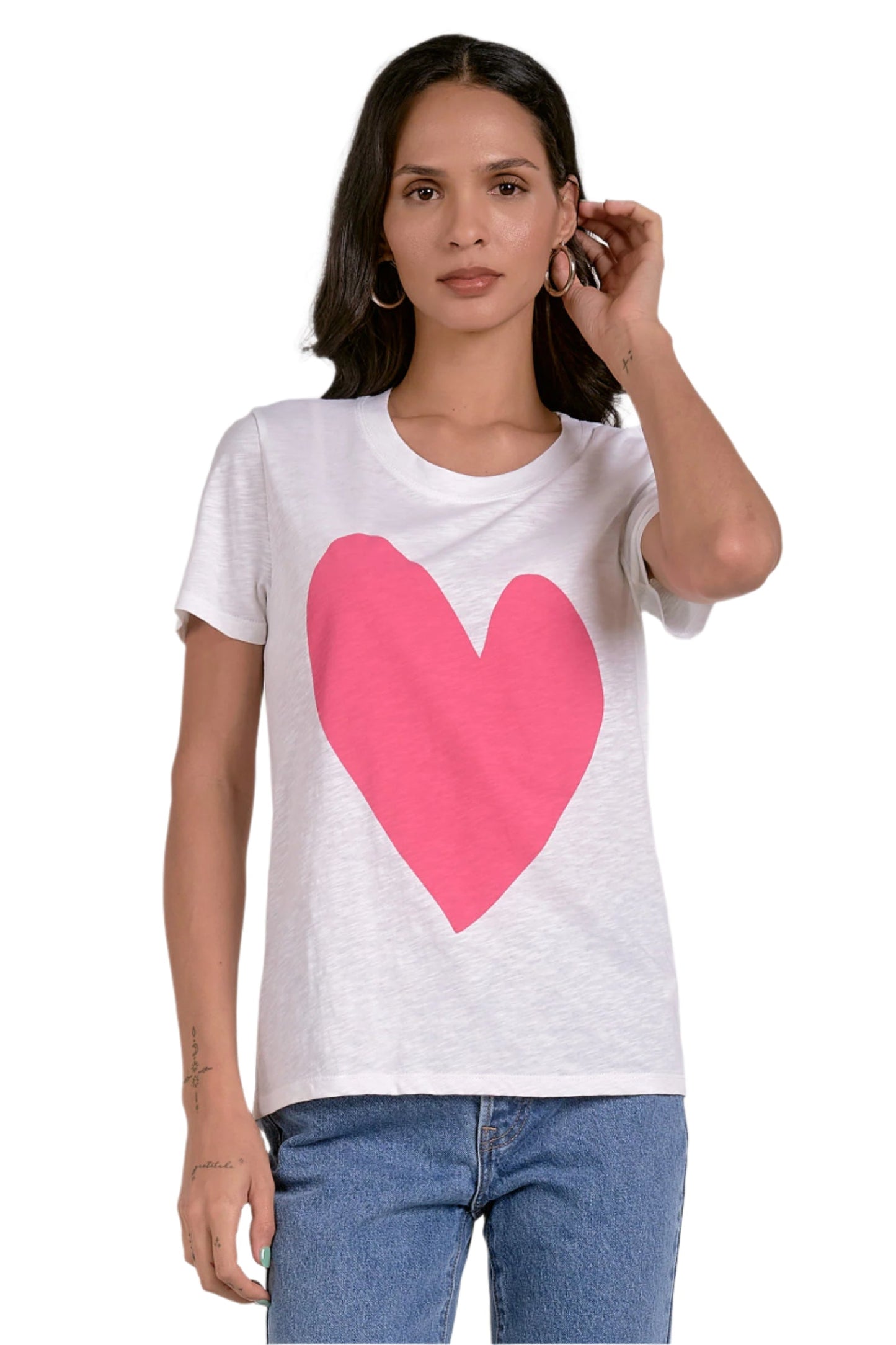 ELAN WHITE WITH PINK HEART TEE FINAL SALE