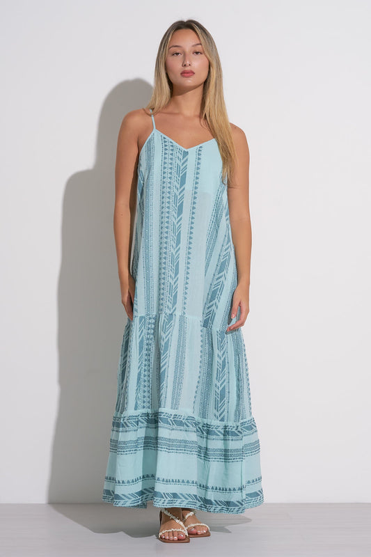 ELAN ARIA BLUE SPAGHETTI STRAP MAXI DRESS FINAL SALE