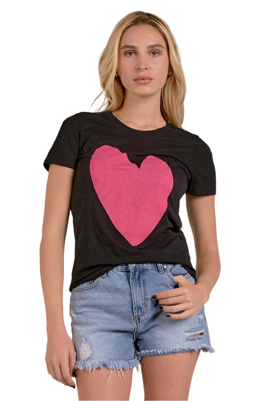 ELAN BLACK WITH PINK HEART TEE FINAL SALE