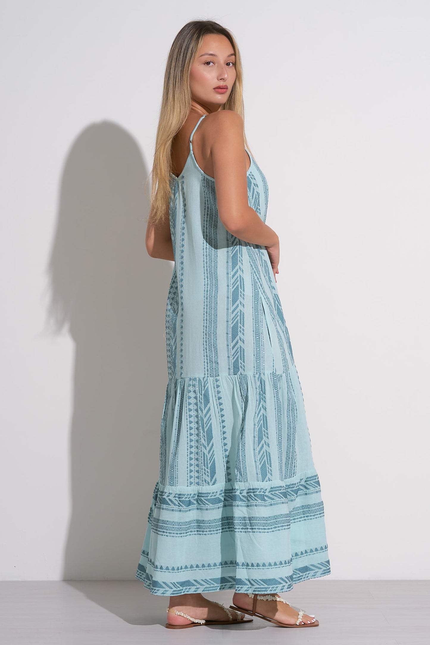 ELAN ARIA BLUE SPAGHETTI STRAP MAXI DRESS FINAL SALE
