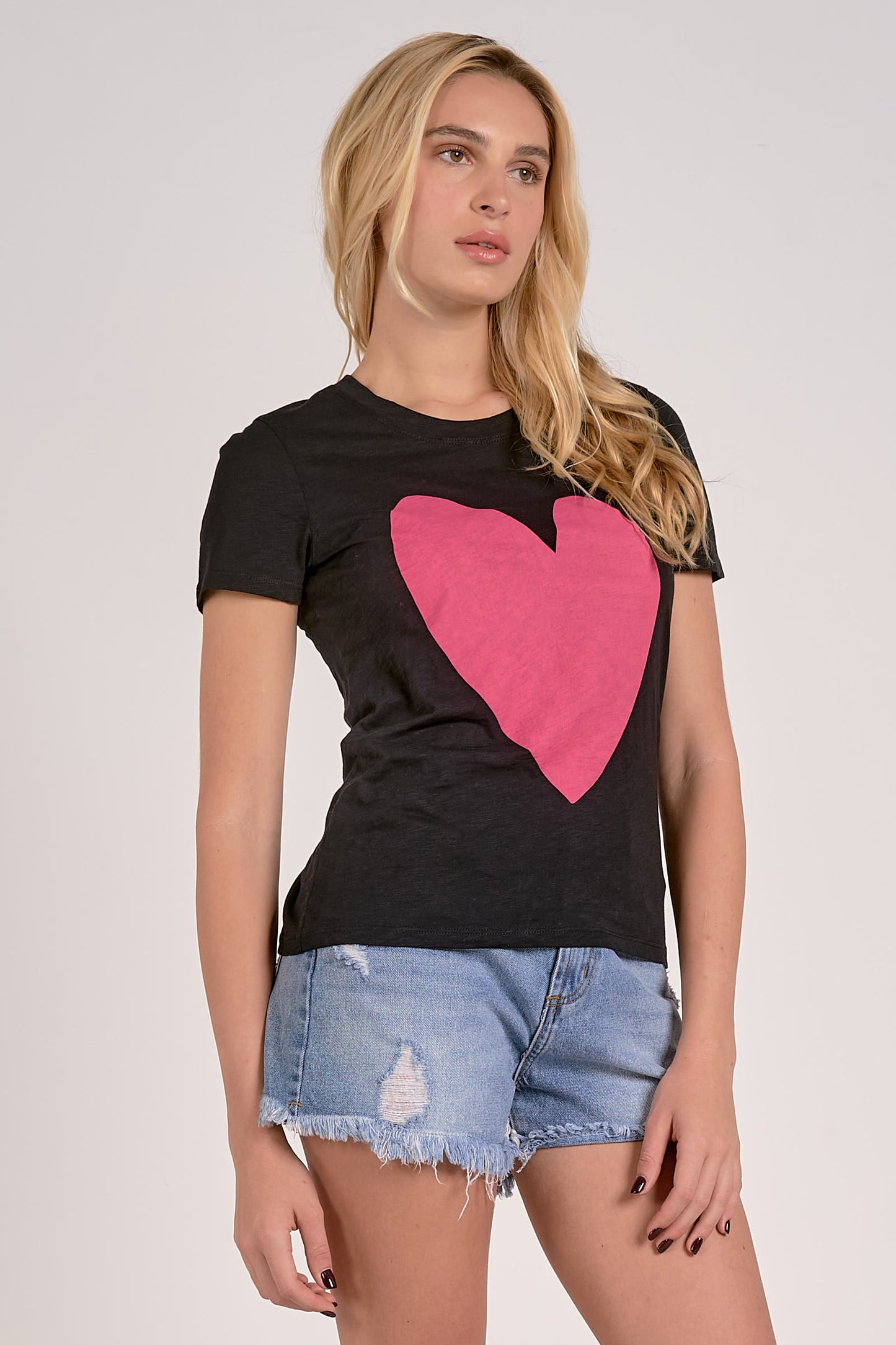 ELAN BLACK WITH PINK HEART TEE FINAL SALE