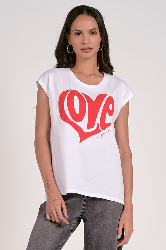 ELAN WHITE WITH RED LOVE TEE FINAL SALE