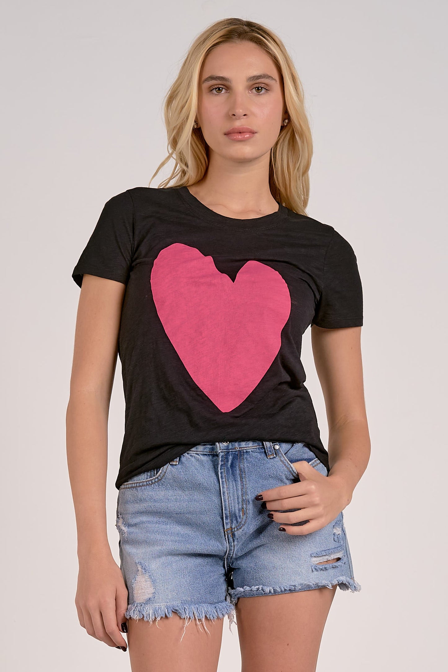 ELAN BLACK WITH PINK HEART TEE FINAL SALE