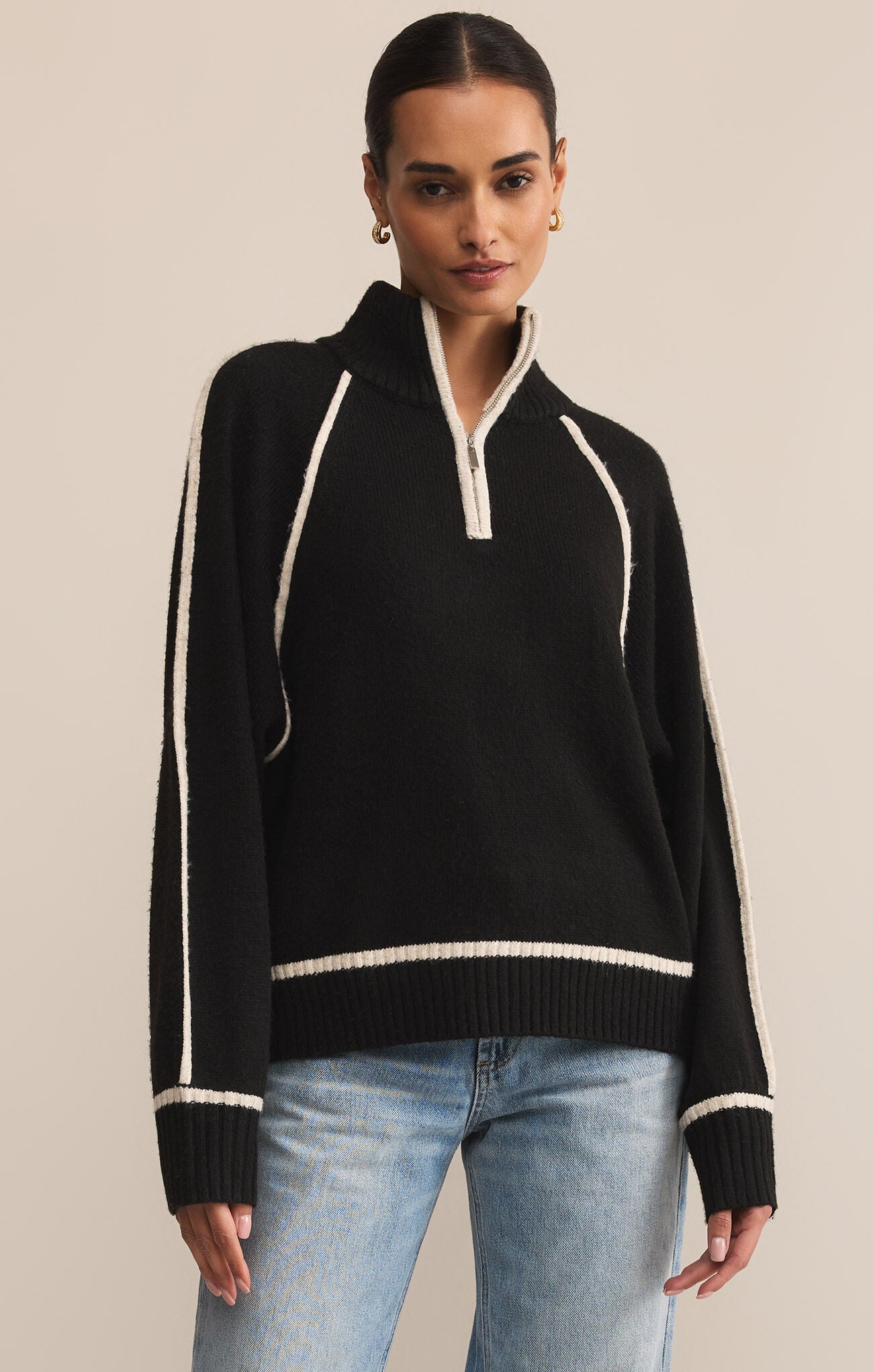 Z SUPPLY ALPS HALF ZIP SWEATER BLACK