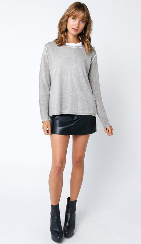 OLIVACEOUS MEGAN DOUBLE LAYER ILLUSION TOP MUSHROOM
