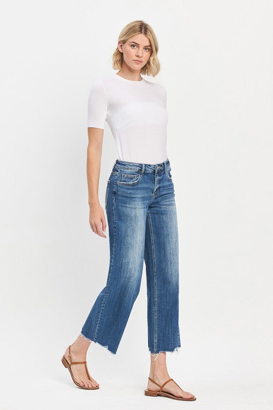 LOVERVET MID RISE RAW HEM WIDE JEANS MARLEY