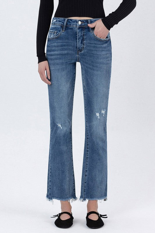 LOVERVET MID RISE FRAYED HEM ANKLE BOOTCUT JEANS EMERSON