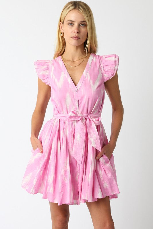 OLIVACEOUS BRIELLE PINK CREAM DRESS FINAL SALE