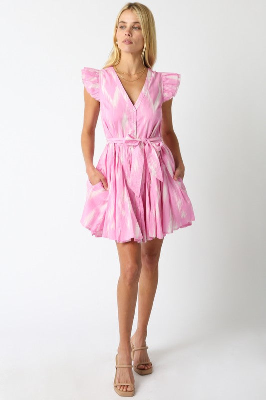 OLIVACEOUS BRIELLE PINK CREAM DRESS FINAL SALE