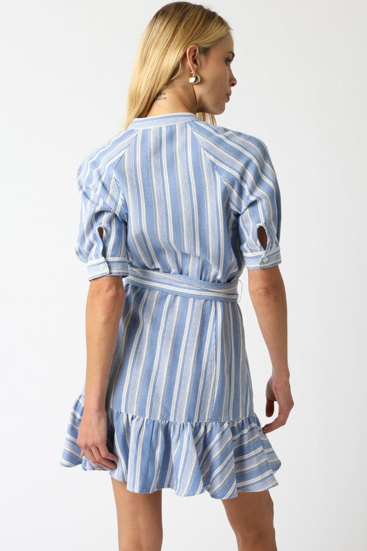 CARA DENIM BLUE WHITE STRIPED DRESS
